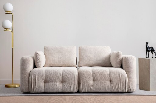 Canapea 2 locuri, Atelier del Sofa, 560ARE4108, Lemn de fag / PAL, Bej