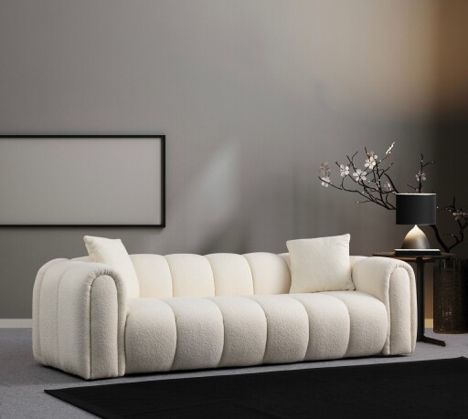 Canapea 3 locuri, Atelier del Sofa, 560ARE1544, Lemn de fag / PAL, Alb