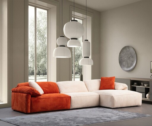Coltar, Atelier del Sofa, 560ARE5267, Cadru: LEMN/PAL, Cremă / Portocală