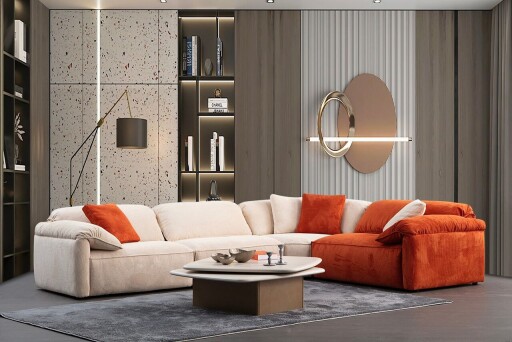 Coltar, Atelier del Sofa, 560ARE5266, Cadru: LEMN/PAL, Cremă / Portocală