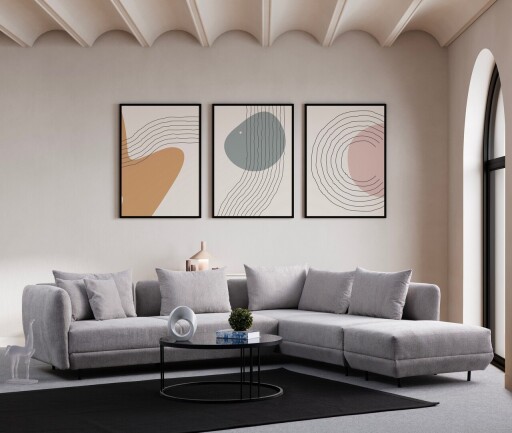 Coltar, Atelier del Sofa, 560ARE1249, Lemn de fag / PAL, Gri deschis