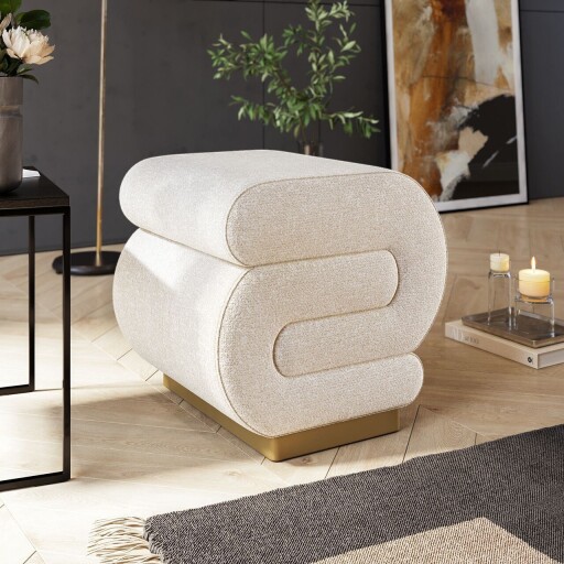 Taburet, Atelier del Sofa, 774BNT1101, 28 Spumă gri DNS/14 Spumă albă DNS, Crem