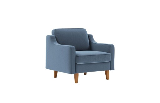 Fotoliu, Atelier del Sofa, 918CMF1110, Otel, Albastru oceanic / Nuc