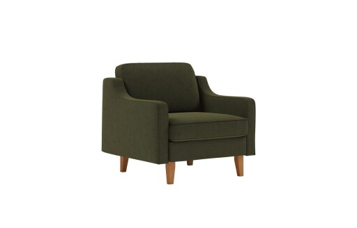 Fotoliu, Atelier del Sofa, 918CMF1108, Otel, Verde ulei / Nuc