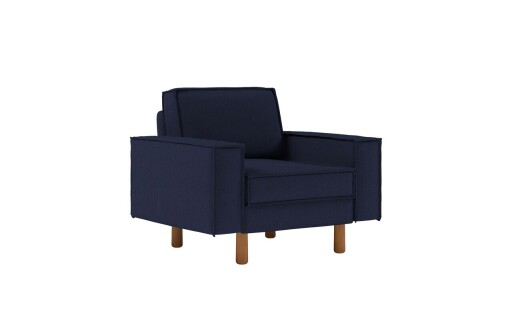 Fotoliu, Atelier del Sofa, 918CMF1196, Otel, Albastru noapte / Nuc
