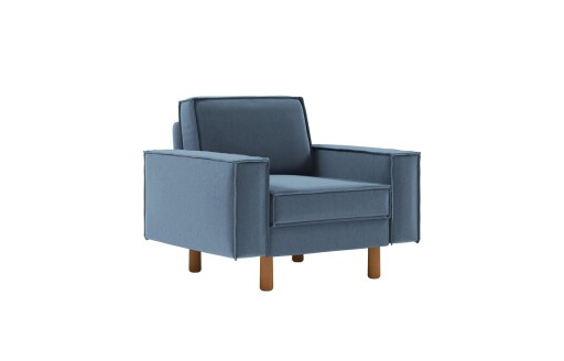 Fotoliu, Atelier del Sofa, 918CMF1190, Otel, Albastru oceanic / Nuc