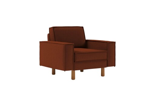 Fotoliu, Atelier del Sofa, 918CMF1186, Otel, Roșu de țiglă / Nuc