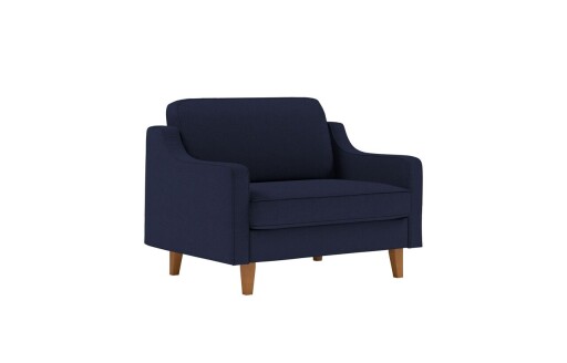 Fotoliu, Atelier del Sofa, 918CMF1132, Otel, Albastru noapte / Nuc