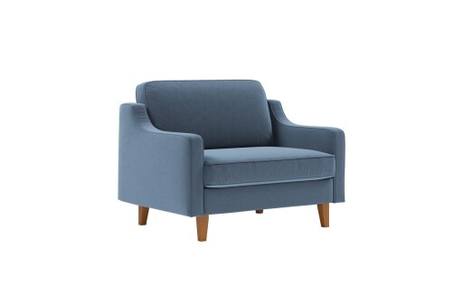 Fotoliu, Atelier del Sofa, 918CMF1126, Otel, Albastru oceanic / Nuc