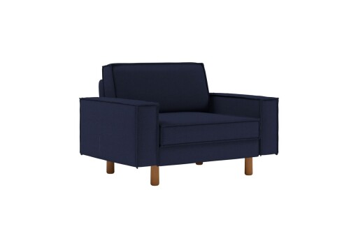 Fotoliu, Atelier del Sofa, 918CMF1212, Otel, Albastru noapte / Nuc