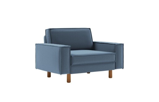 Fotoliu, Atelier del Sofa, 918CMF1206, Otel, Albastru oceanic / Nuc