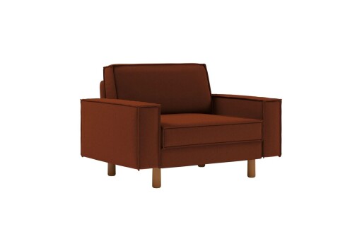 Fotoliu, Atelier del Sofa, 918CMF1202, Otel, Roșu de țiglă / Nuc