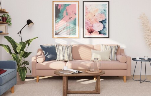 Canapea 3 locuri, Atelier del Sofa, 918CMF1165, Otel, Somon / Nucă
