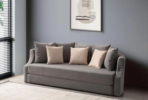 Canapea extensibila 3 locuri, Atelier del Sofa, 752EST1124, Lemn de carpen;PAL, Antracit