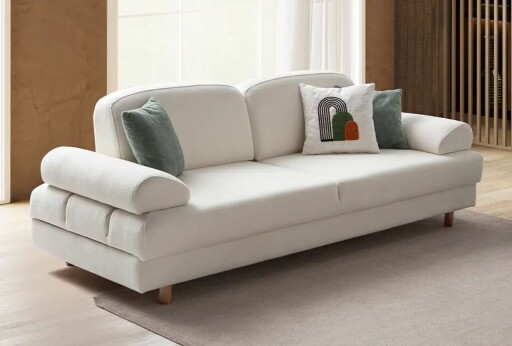 Canapea extensibila 3 locuri, Atelier del Sofa, 752EST1120, Lemn de carpen;PAL, Alb