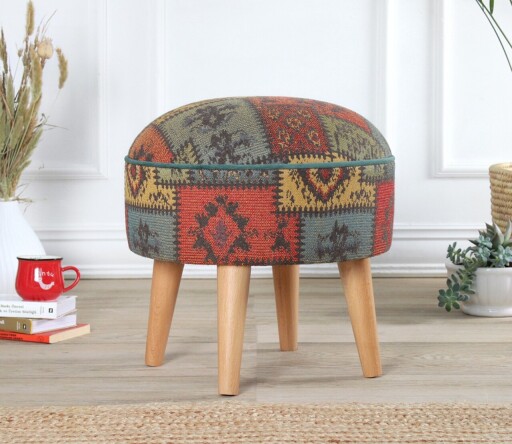 Taburet, Atelier del Sofa, 209FLF1423, 50% bumbac, 50% in, Verde