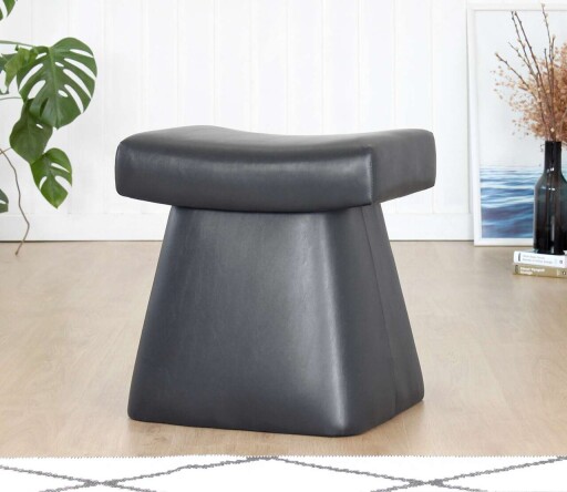 Taburet, Atelier del Sofa, 209FLF1444, Piele ecologica, Negru