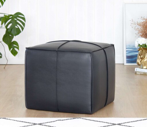Taburet, Atelier del Sofa, 209FLF1449, Piele ecologica, Negru