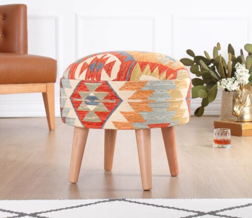 Taburet, Atelier del Sofa, 209FLF1442, 50% bumbac, 50% in, Multicolor