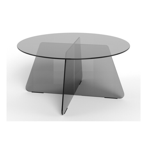 Măsuță de cafea gri rotundă din sticlă ø 80 cm Samos – Actona