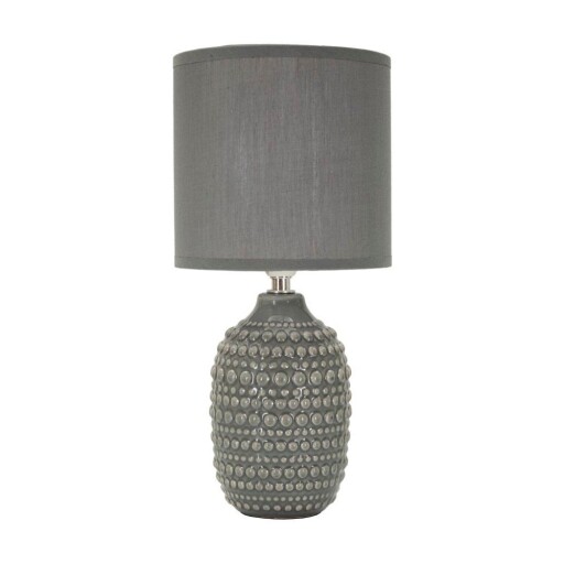 Veioză gri din ceramică cu abajur textil (înălțime 30,5 cm) Points – Mauro Ferretti