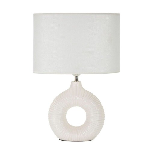 Veioză albă din ceramică cu abajur textil (înălțime 43 cm) Seta – Mauro Ferretti
