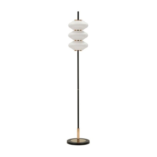 Lampadar alb-negru cu abajur din sticlă (înălțime 168 cm) Vintage – Mauro Ferretti