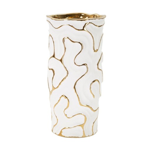 Vază albă-aurie din ceramică (înălțime 25 cm) Adore – Mauro Ferretti