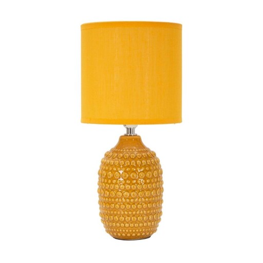 Veioză galben-muștar din ceramică cu abajur textil (înălțime 30,5 cm) Points – Mauro Ferretti