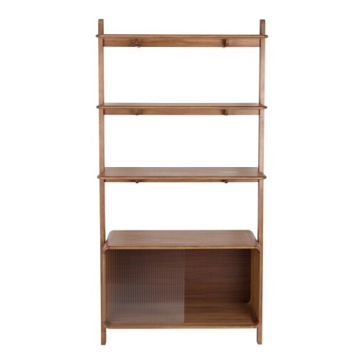 Bibliotecă maro din lemn de frasin cu ușă glisantă 90x180x35 cm Rise – Zuiver