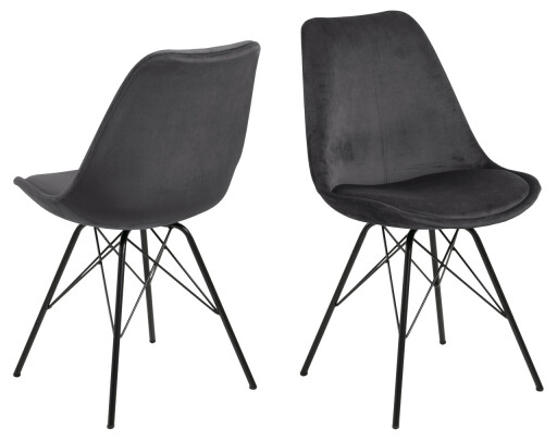 Scaun Eris, Actona, 48.5x54x85.5 cm, catifea/otel, gri inchis