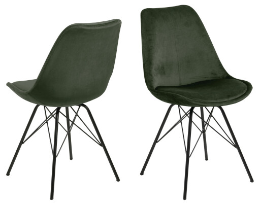 Scaun Eris, Actona, 48.5x54x85.5 cm, catifea/otel, verde forest