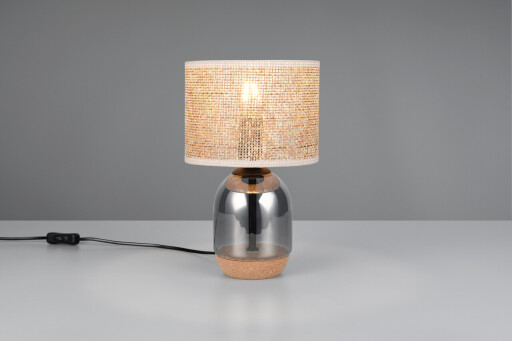 Lampa de masa Tara, TRIO, 20x32.7 cm, 10W, 1x E27, sticla, argintiu/bej