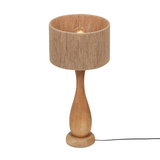 Lampa de masa Toba, TRIO, 24.5x54 cm, 10W, 1x E27, lemn, natur