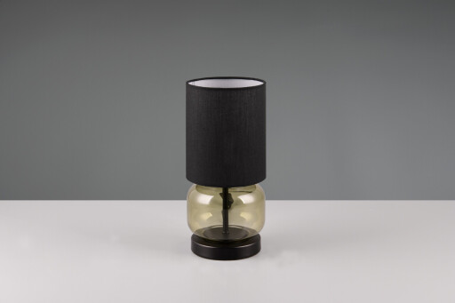 Lampa de masa Elio, TRIO, 13.5x28.5 cm, 40W, 1x E27, metal, negru mat/verde
