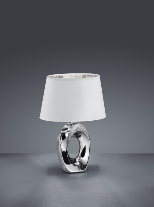 Lampa de masa Taba, RL, 23x16x33 cm, 40W, 1x E14, ceramica, argintiu/alb