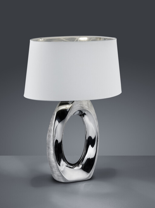 Lampa de masa Taba, RL, 38x24x52 cm, 60W, 1x E27, ceramica, argintiu/alb