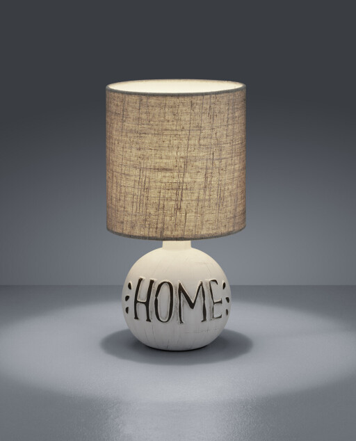 Lampa de masa Esna Home, RL, 16.5x31 cm, 40W, 1x E14, ceramica/textil, gri/alb