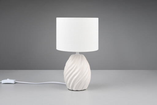 Lampa de masa Melva, RL, 18x31 cm, 40W, 1x E14, ceramica/textil, alb mat