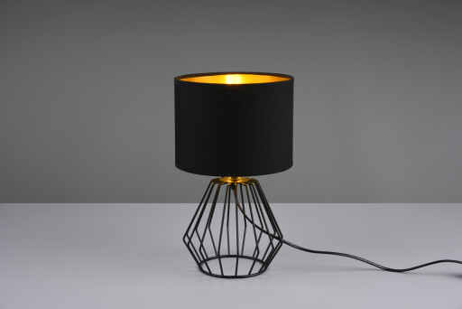 Lampa de masa Chuck, RL, 20x34 cm, 40W, 1x E14, metal/textil, negru/auriu