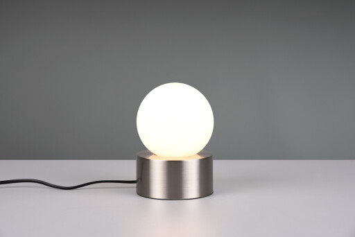 Lampa de masa Countess, RL, 12x17 cm, 25W, 1x E14, metal, nichel mat/alb