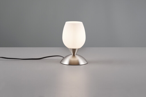 Lampa de masa Cup Ii, RL, 12x18 cm, 40W, 1x E14, metal, nichel mat/alb