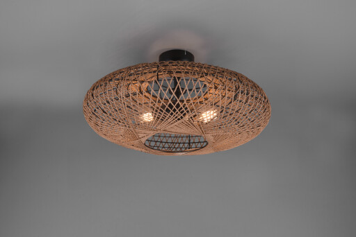 Plafoniera Hedda, TRIO, 52x28 cm, 40W, 2x E27, metal, negru mat/maro