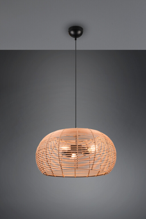 Lustra Inga, TRIO, 50x150 cm, 40W, 3x E27, ratan, natur/negru