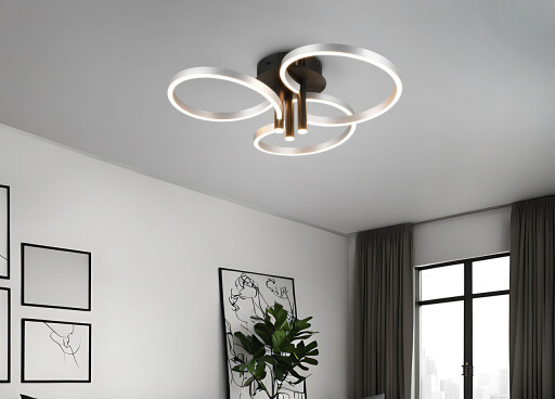Plafoniera Caruso, TRIO, 65.5x20 cm, 43W, 1x SMD, metal, negru/argintiu lucios
