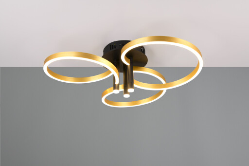 Plafoniera Caruso, TRIO, 65.5x20 cm, 43W, 1x SMD, metal, negru/auriu