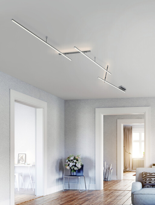 Plafoniera Indira, TRIO, 245x50x6.5 cm, 25W, 1x SMD, metal, nichel mat