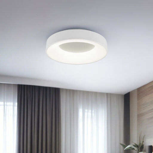 Plafoniera Girona, TRIO, 45x11 cm, 27W, 1x SMD, metal, alb mat