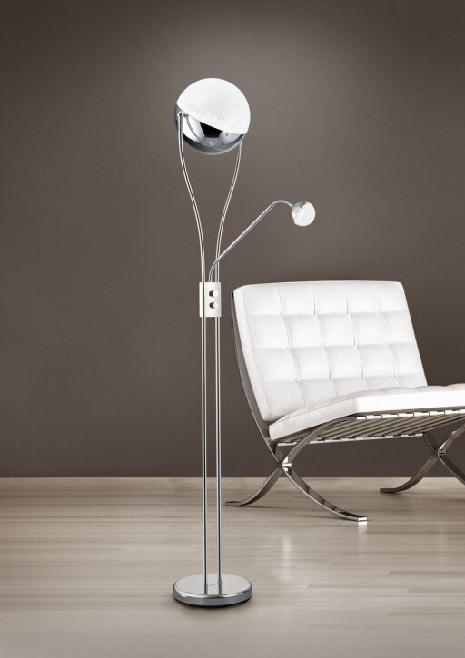Lampadar Chris, TRIO, 30x180 cm, 18W / 3.8W, 2x SMD, metal, argintiu
