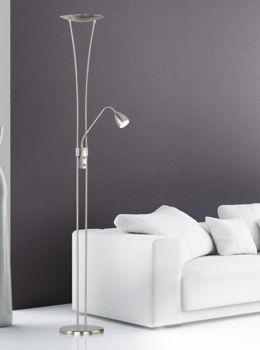 Lampadar Arizona, TRIO, 25.5x180 cm, 19W / 5W, 2x SMD, metal, nichel mat
